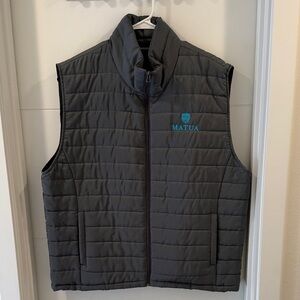 Dark Gray Puffer Vest with Blue Logo